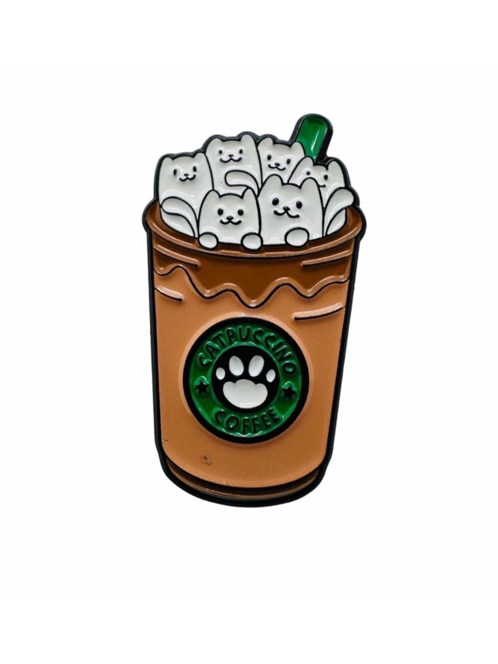 ✨Metal Enamel Cafe Many Kawaii Kittens I Love Cats Brooch Pin Coffe Catpuccino✨ - Picture 4 of 5